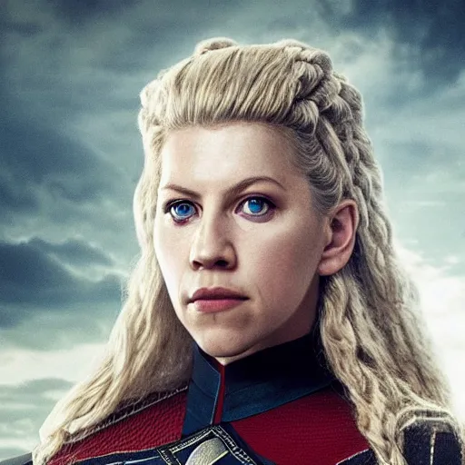 Image similar to portrait of lagertha in starfleet uniform, from the tv series vikings