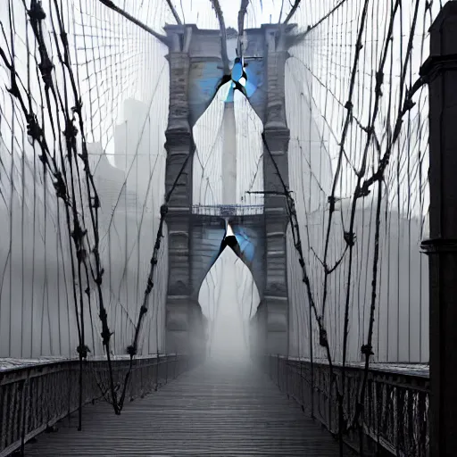 Image similar to brooklyn bridge in mist and fog