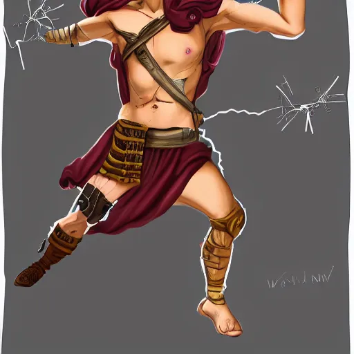 Prompt: ancient roman doing finger guns while being electrocuted, cartoon style, digital art, trending on artstation