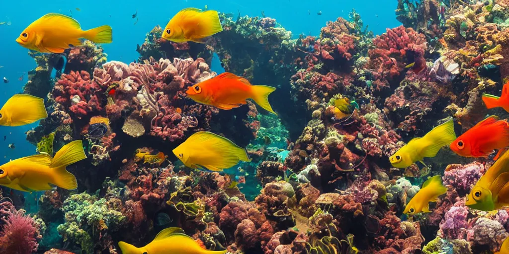 Image similar to tropical fish, fish, maximalist, large group of fish, school of colorful fish, 8k marine photography