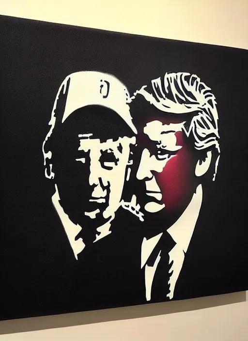 Image similar to banksy trump art on canvas