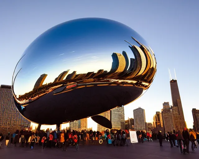 Image similar to the bean in chicago but it's a portal to space