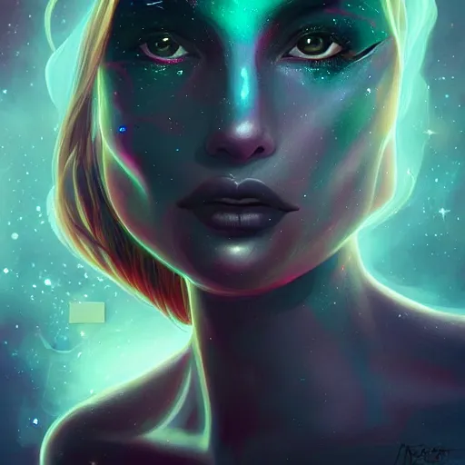 Image similar to geometric with galaxy eyes in space, nebula in the background, intricate, elegant, highly detailed, digital painting, artstation, concept art, smooth, sharp focus, illustration, art by artgerm