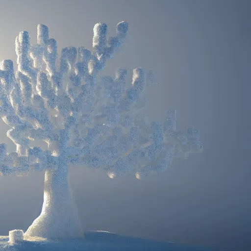 Image similar to a tree made of salt, 8 k