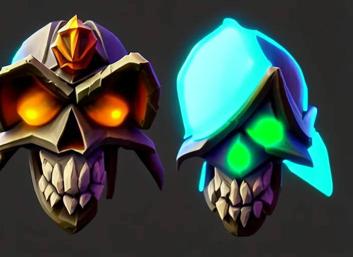 Prompt: cloaked skull, stylized stl, 3 d render, activision blizzard style, hearthstone style, crash bandicoot artstyle