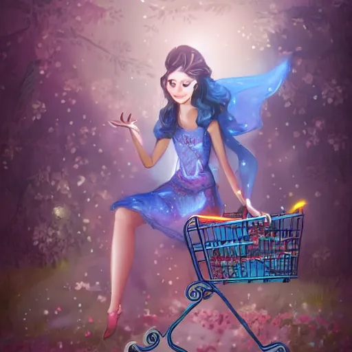 Image similar to a enchanted shopping cart by Ross Tran