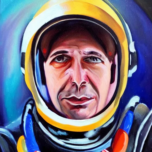 Prompt: portrait of jacques mckeown space adventurer, oil painting