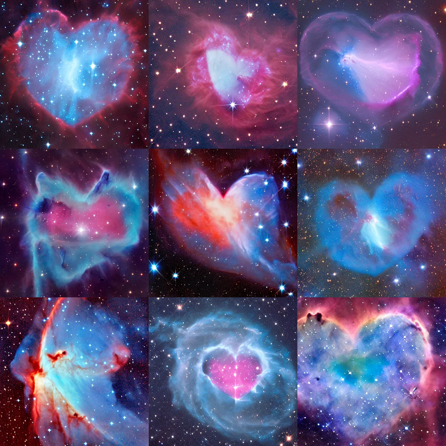 Prompt: nebula in the shape of a blue heart, bu hubble telescope
