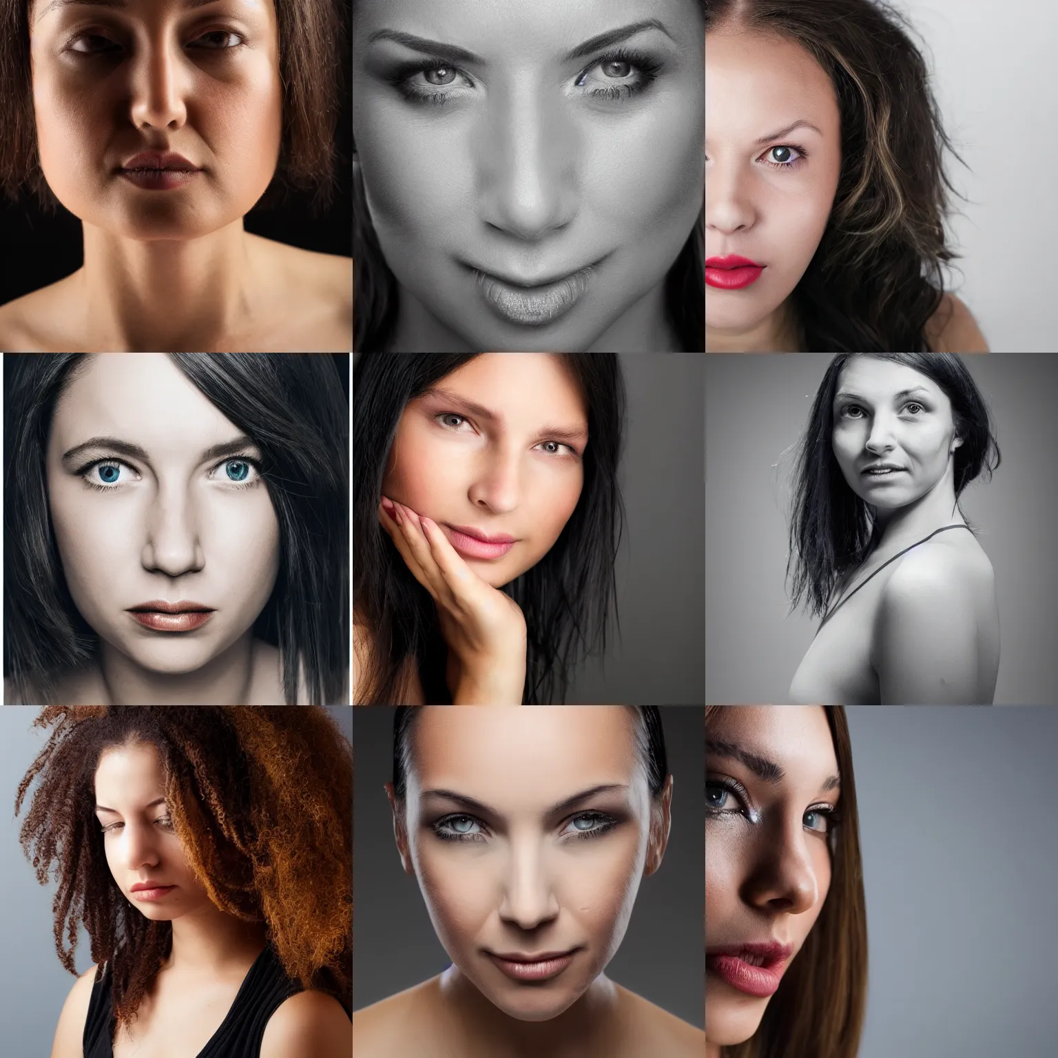 Prompt: woman, face, studio photography