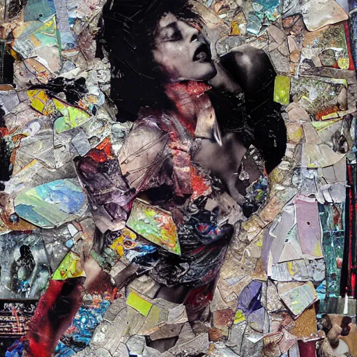 Prompt: celestial women peak orgasm from fight club in fighting action detailed mixed media collage with canvas texture in style of contemporary art, punk art, photorealism, sensual bodies, expressionism, masterpiece, spectacular quality, intricate oil details, broken glass photo, torn paper intricate texture, large cracks, liquid glue spots, vivid and balanced