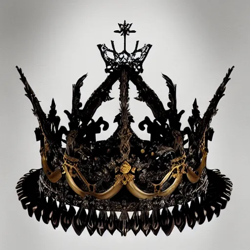 Image similar to king's crown made of dark bronze wings, delicate, fantasy, intricate, elegant, dramatic lighting, emotionally evoking symbolic metaphor, highly detailed, lifelike, photorealistic, digital painting, artstation, concept art, smooth, sharp focus, illustration, art by John Collier and Albert Aublet and Krenz Cushart and Artem Demura and Alphonse Mucha