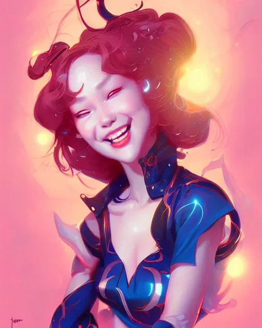 Image similar to digital art, fantasy portrait of happy girl, by James Jean and by artgerm, by ross tran , ultradetailed, charachter design, concept art, trending on artstation,