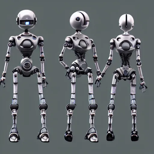 Image similar to A cute robot, weta digital character model sheet turnaround, studio, trending in Artstation, official media, 4K HD, by Bill Presing
