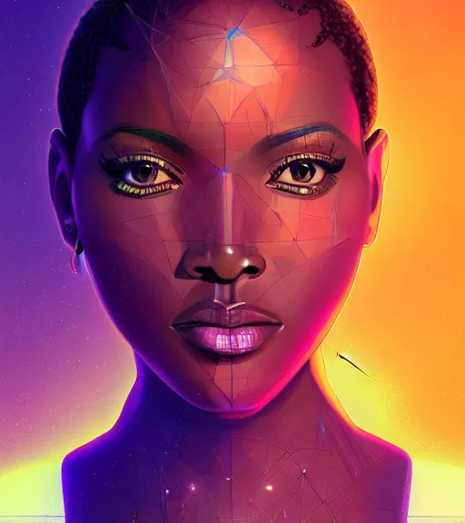 Image similar to symmetry!! ethiopian princess of technology, solid cube of light, hard edges, product render retro - futuristic poster scifi, lasers and neon circuits, brown skin man ethiopian princess, intricate, elegant, highly detailed, digital painting, artstation, concept art, smooth, sharp focus, illustration, dreamlike, art by artgerm