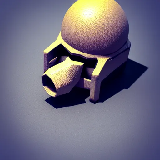 Image similar to isometric 3 d hand grenade, low poly, soft render, handpaint texture, blender, 3 dcoat