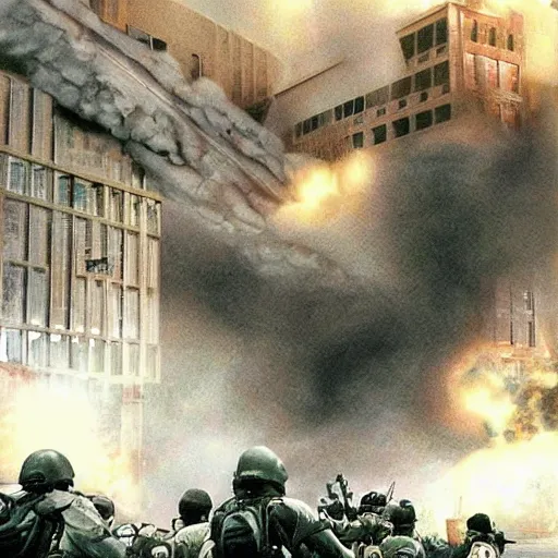 Prompt: Storming of the building by special forces, hyper realistic