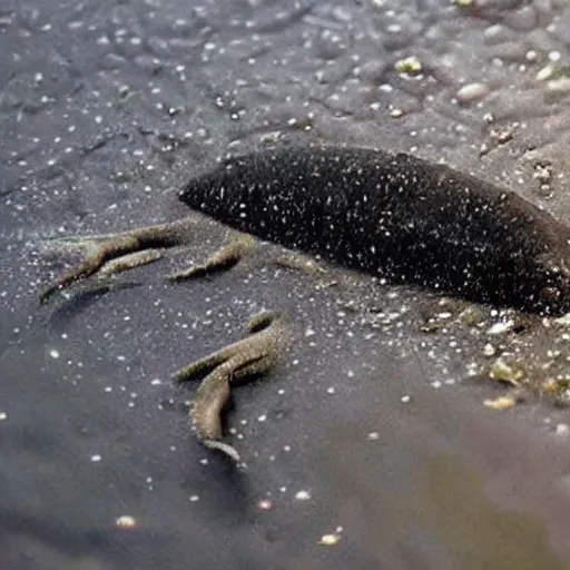 Prompt: a weird unidentified deep sea creature has been found in a flooded german town