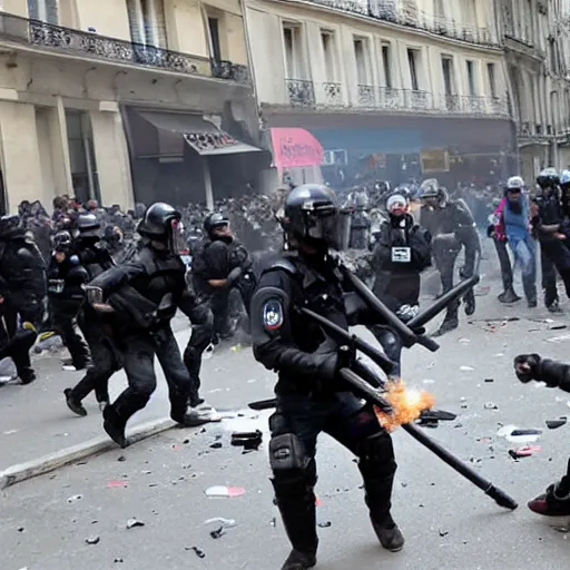 Prompt: violent riot in Paris