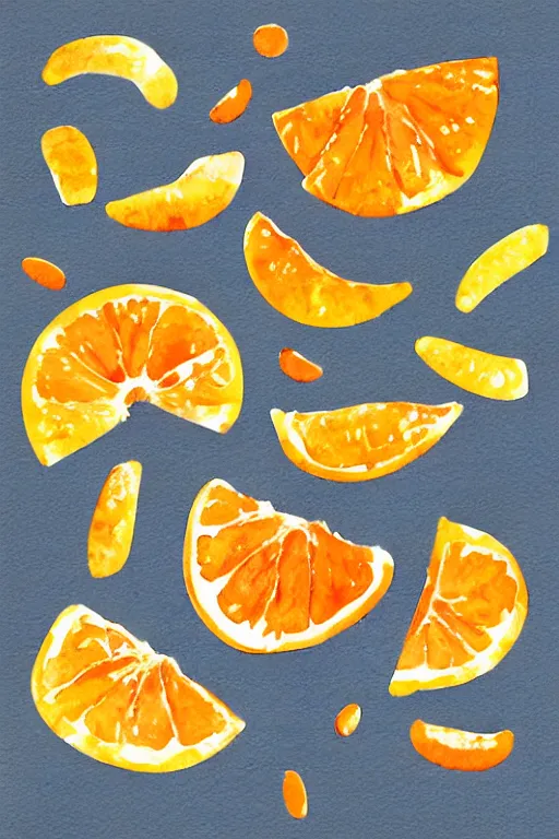 Prompt: minimalist watercolor art of dried orange slices on white background, illustration, vector art