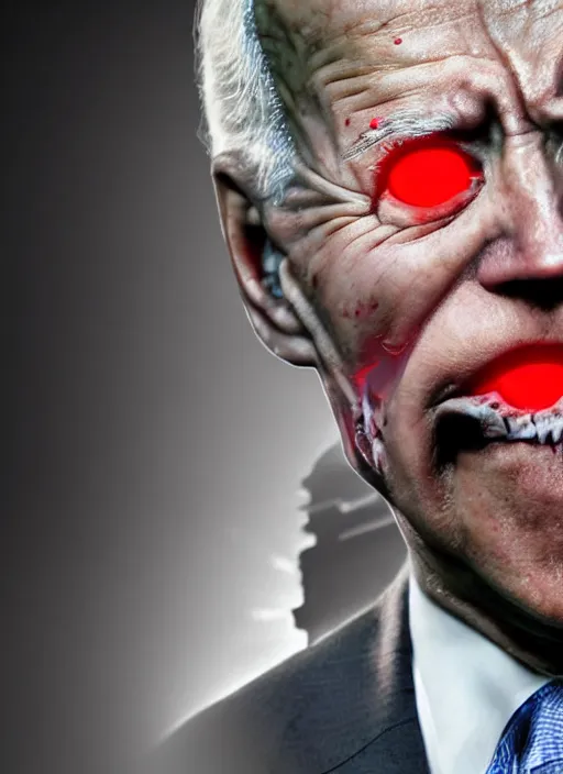 Prompt: hyper realistic ultra realistic dark magic photo Doom furious glowing red eyes biden, high quality photo, detailed , 8k