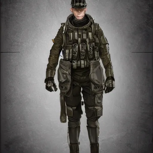 Image similar to a high definition photo realistic man wearing a trenchcoat, special forces, tactical gear, cosplay, mecha, science fiction, space opera, pinterest, dark fantasy, highly detailed, adobe photoshop