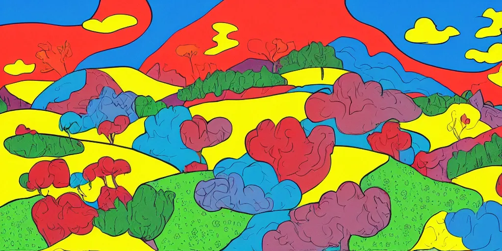 Image similar to pop art landscape illustration