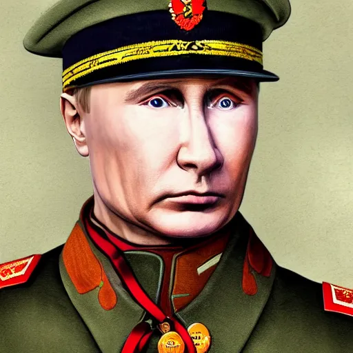 Image similar to portrait of putin in a finnish war in 1 9 3 9 hyperrealistic digital concept art