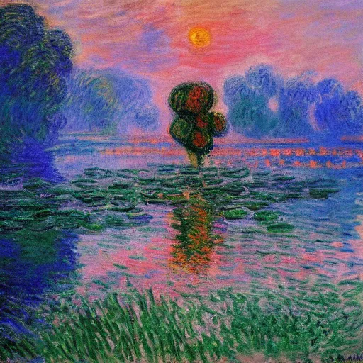 Prompt: a painting by monet ( ( ( tetris ) ) )