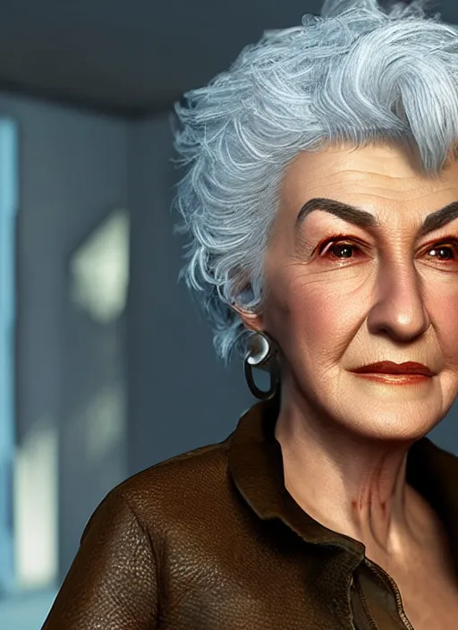 Prompt: highly detailed portrait of bea arthur, unreal engine, fantasy art by simon bisley, global illumination, radiant light, detailed and intricate environment