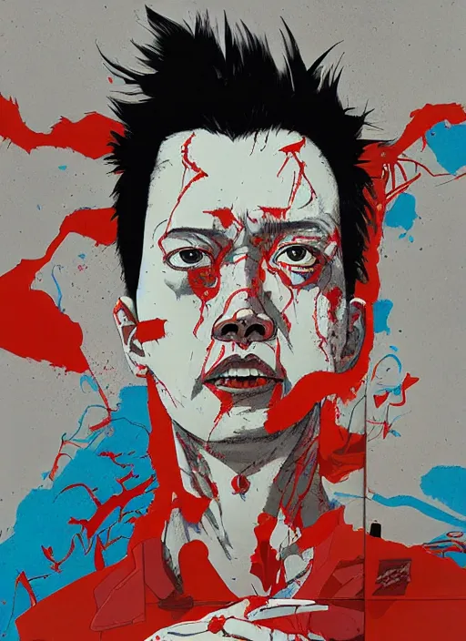 Prompt: portrait of tetsuo from akira, by sachin teng, organic, cables, matte painting, geometric shapes, hard edges! graffiti, street art