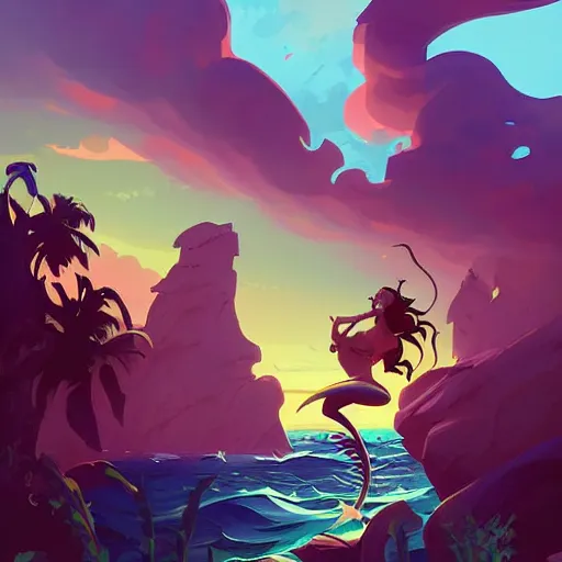 Image similar to painting mermaid treasure on sea of thieves game avatar hero smooth face median photoshop filter cutout vector, behance hd by jesper ejsing, by rhads, makoto shinkai and lois van baarle, ilya kuvshinov, rossdraws global illumination