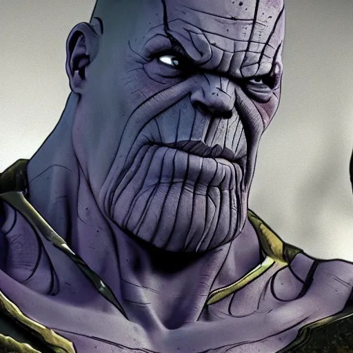 Image similar to Thanos in The Walking Dead 4K quality photorealism