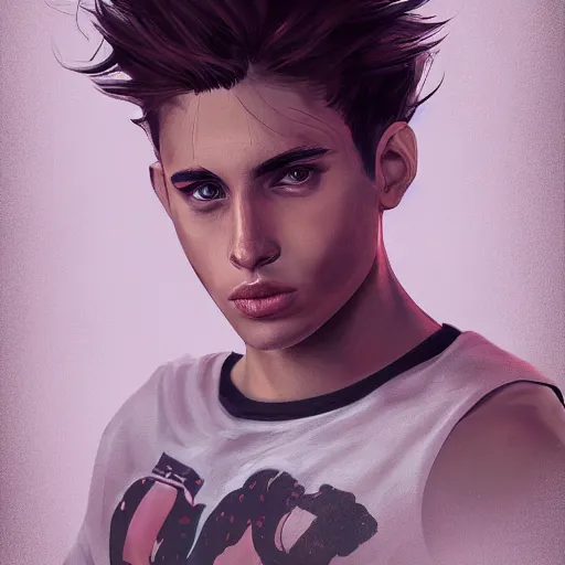 Image similar to a portrait of a handsome, rebellious, young man, highly detailed, digital painting, trending on artstation