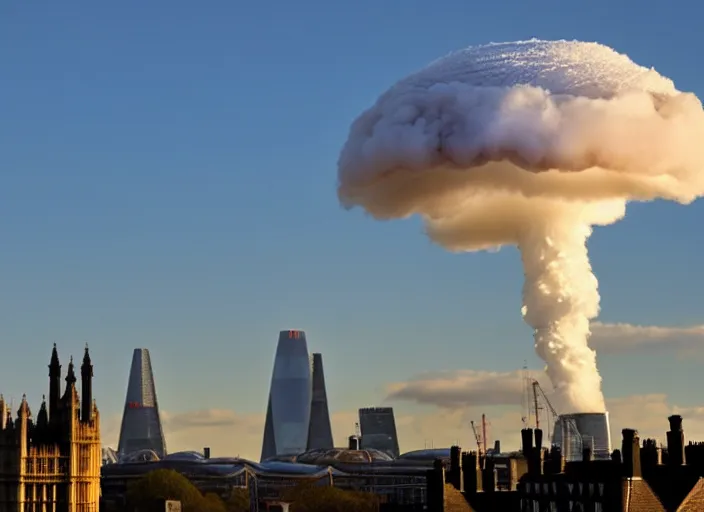 Prompt: nuclear mushroom cloud over london