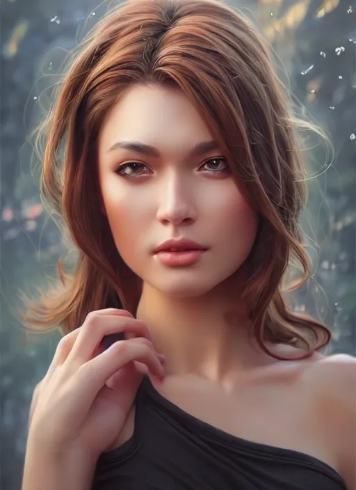 Image similar to photo of a gorgeous young woman in the style of stefan kostic, realistic, sharp focus, 8 k high definition, insanely detailed, intricate, elegant, art by stanley lau and artgerm