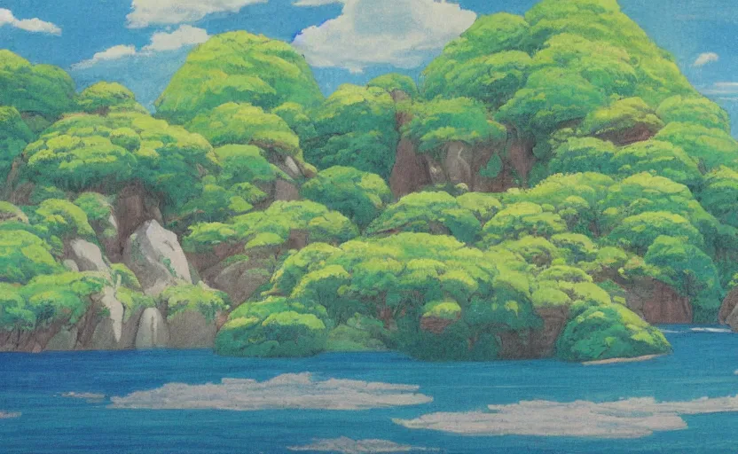 Image similar to a beautiful landscape painted by the best painters of the hudson river's school in the style of studio ghibli