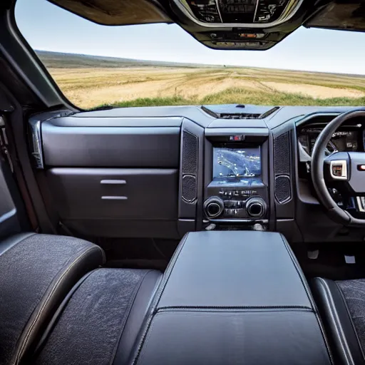 Image similar to the driver seat from a ford raptor in alberta, 4 k high - resolution photograph, ultra detail, hd photo