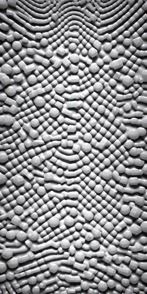 Image similar to a 3 d render of an organic pattern of molecular bindings, made of white plastic, on a dark background, depth of field, by etienne - louis boullee and frank gehry, hyper realistic, 4 k, unreal engine, raytracing, trending on artstation
