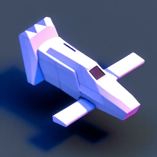 Image similar to Isometric 3D SpaceShip Cute, Low Poly Ultimate, Game Devoloper, Unity3D, rendered in Blender