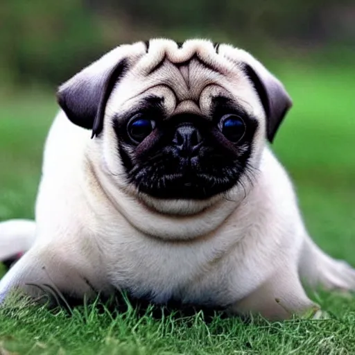 Image similar to A baby seal mixed with a pug, hybrid,