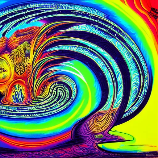  psychedelic surfing sunset by alex grey and ralph | Stable Diffusion ...