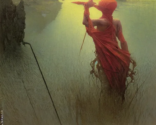 Image similar to the last sight before death by drowning, painted by zdzislaw beksinski and artgerm and greg rutkowski and alphonse mucha and rene laloux