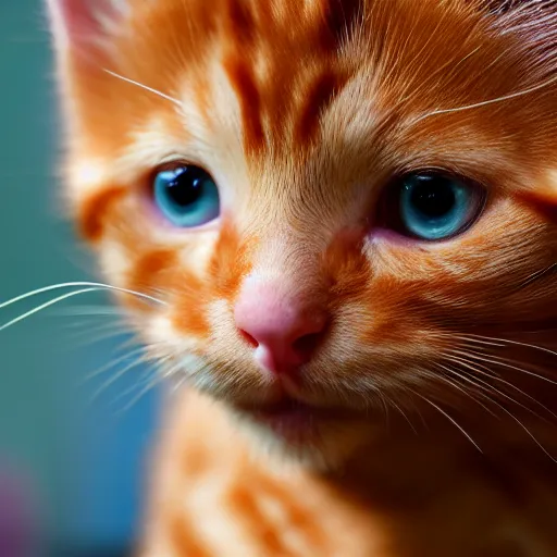 Image similar to A Close up photograph of a Cute ginger kitten, 8k, UltraHD