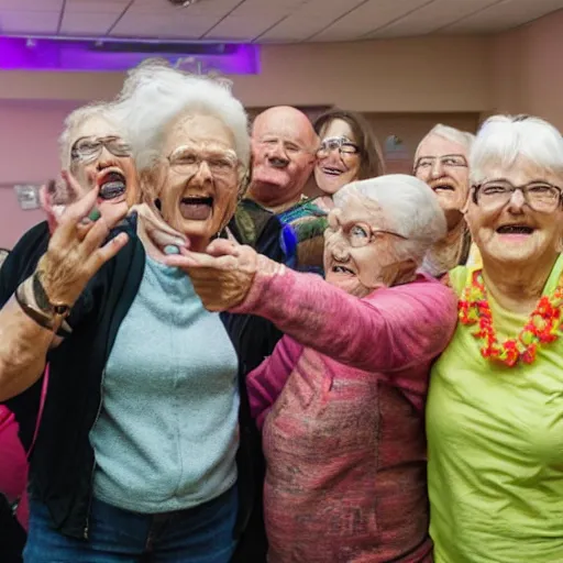 Prompt: a epic rave at the seniors home