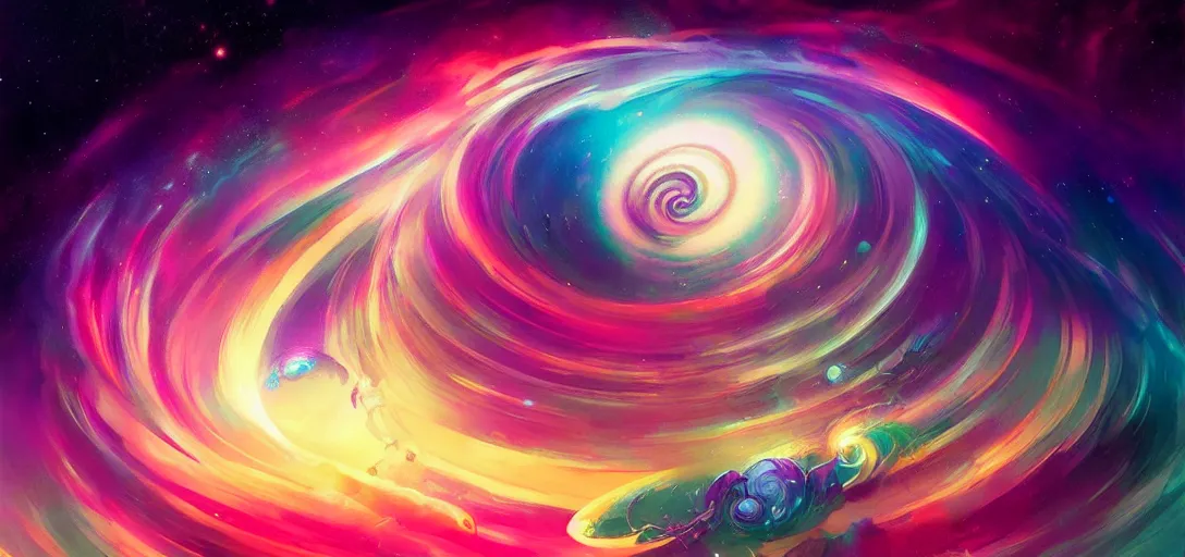 Image similar to a spiral nebula, channeling swirling energy, vaporwave aesthetic, colorful, psychedelic, digital painting, artstation, concept art, smooth, sharp focus, illustration, art by artgerm and greg rutkowski and alphonse mucha