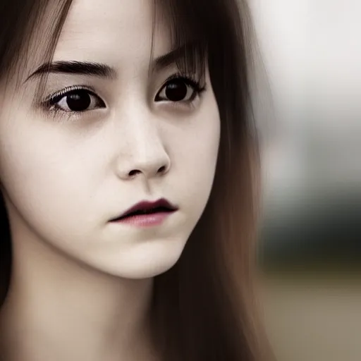 Image similar to japanese version of emma watson, portrait, close up, shallow depth of field, award winning,