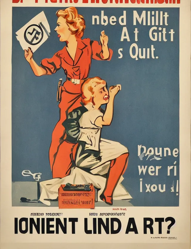 Prompt: a german propaganda poster during ww 2, advising you to be quiet