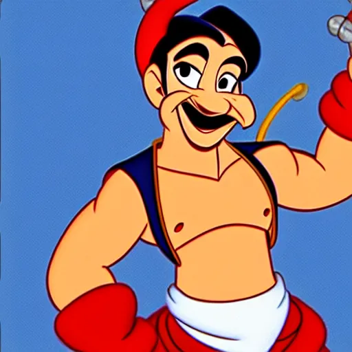 Image similar to Abu from Aladdin wearing an ammo bandolier. Style of 1990s Disney animation.