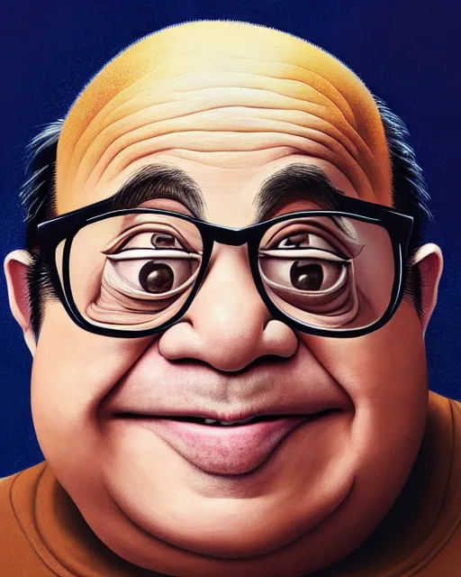 Image similar to painting portrait of danny devito as an egg, cartoon, warm lighting, danny devito has an egg body, movie poster, illustration by bartek fedyczak, erak note, tooth wu, neil richards, kan liu, siwoo kim, jisu choe, trending on art station