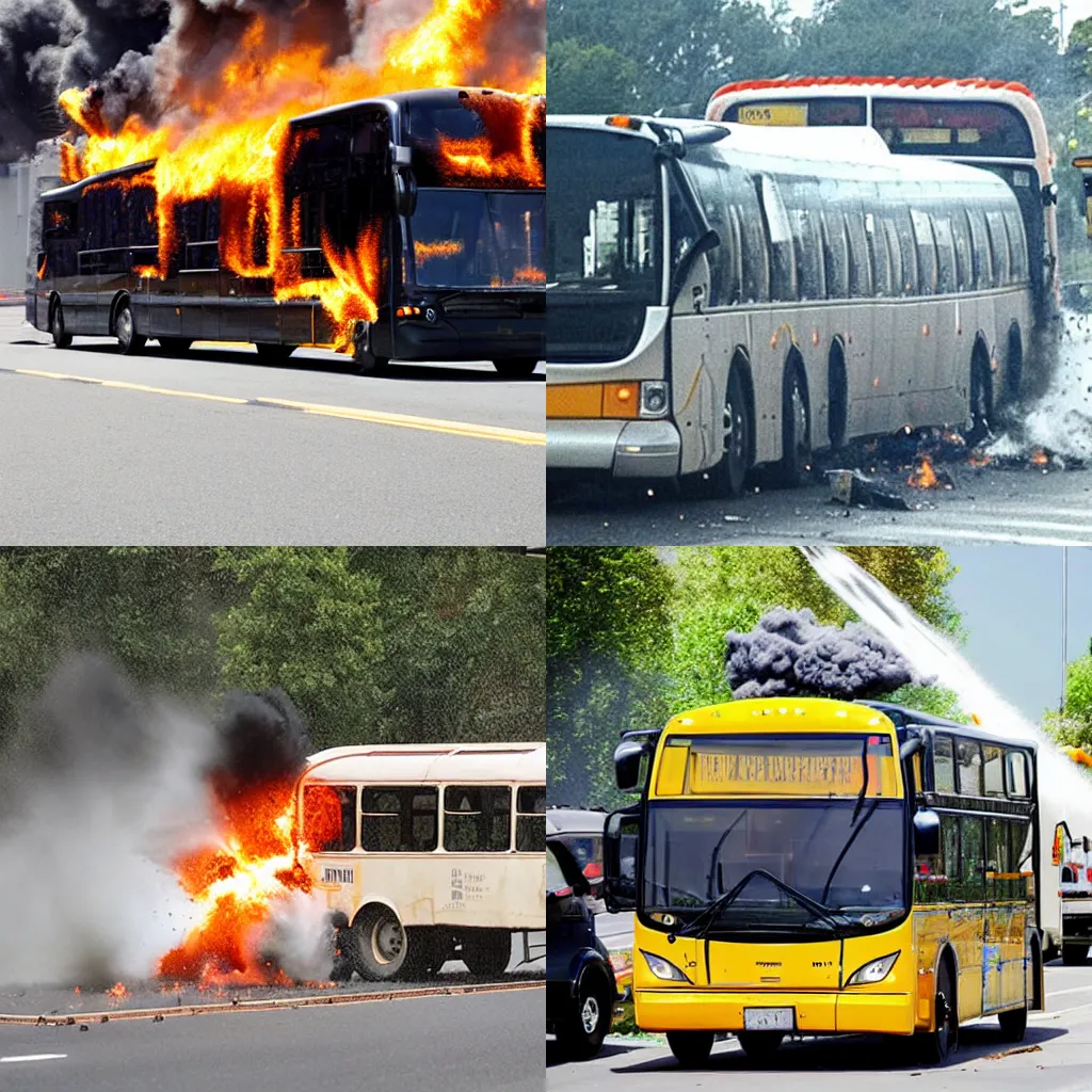 Prompt: bus exploding